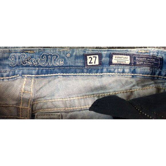 Miss Me Womens Denim Shorts 28" Wing Embroidery Bling Cut Off Style Shorties Y2K - Picture 7 of 8